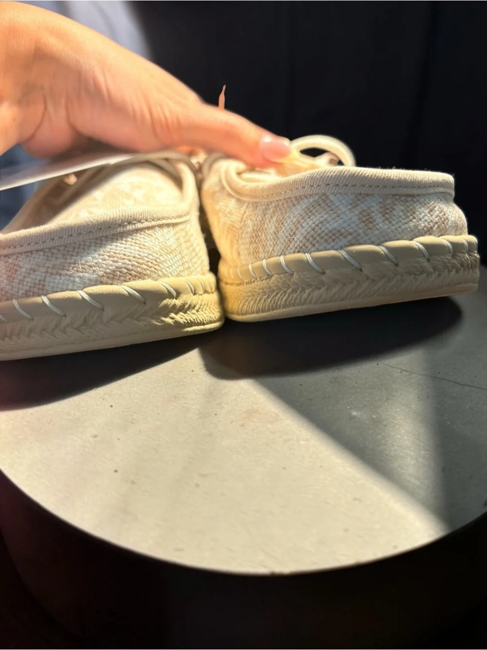 Hey Dude Women's Light Beige Patterned Espadrille Slip-Ons NWT size 9